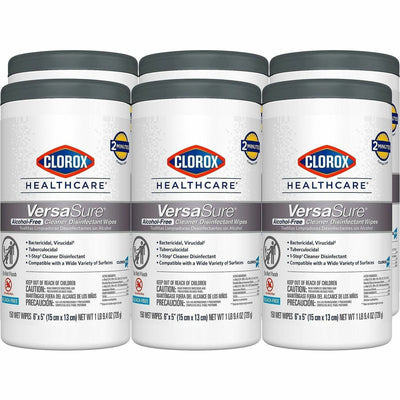 The Clorox Clorox Healthcare VersaSure Disinfectant Wipes, White, 6 / Carton, CLO31758CT