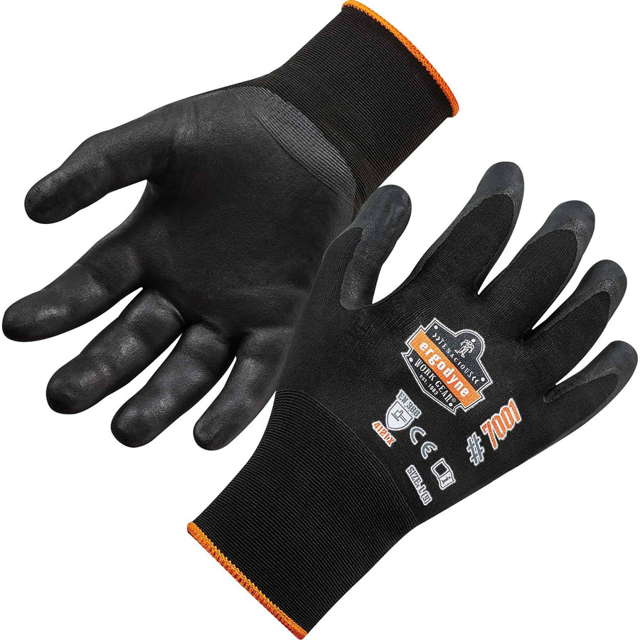 Ergodyne ProFlex 7001 Abrasion-Resistant Nitrile-Coated Gloves - DSX, Medium, Black, 12 / Bag, EGO17953
