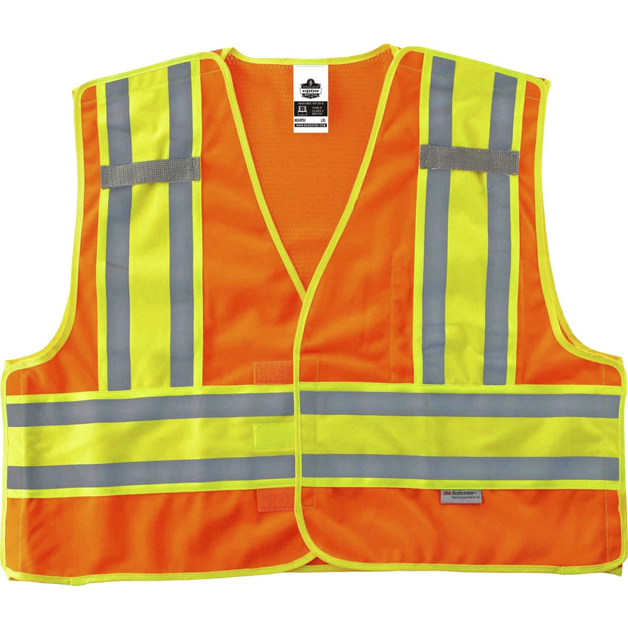 Ergodyne 8245PSV Type P Class 2 Public Safety Vest, GloWear, 1" x 15.3", Small/Medium, Orange, Poly, Two-tone, EGO23383