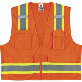 Tenacious Ergodyne 8248Z Type R Class 2 Two-Tone Surveyors Vest, Orange, EGO24069
