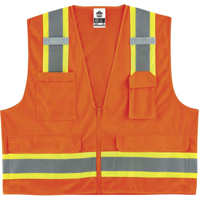 Tenacious Ergodyne 8248Z Type R Class 2 Two-Tone Surveyors Vest, Orange, EGO24069
