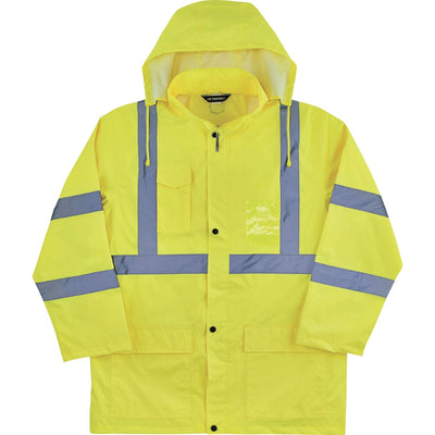 Tenacious Ergodyne 8366 Lightweight Hi-Vis Rain Jacket - Type R, Class 3, Lime, EGO24332