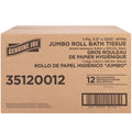Genuine Joe 1-ply Jumbo Roll Bath Tissue, White, 12 / Carton, GJO35120012