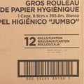 Genuine Joe 1-ply Jumbo Roll Bath Tissue, White, 12 / Carton, GJO35120012