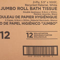 Genuine Joe Jumbo Jr Dispenser Bath Tissue Roll, White, 12 / Carton, GJO35100012