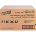 Genuine Joe Jumbo Jr Dispenser Bath Tissue Roll, White, 12 / Carton, GJO35100012
