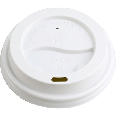 Genuine Joe Raised Siphole Hot Cup Lids, White, 50 / Pack, GJO19052