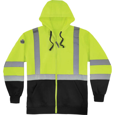 Tenacious Holdings Ergodyne Zip-Up Hi-Vis Hooded Sweatshirt, Black, EGO21849