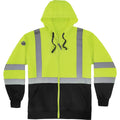 Tenacious Ergodyne Zip-Up Hi-Vis Hooded Sweatshirt, Black, EGO21849