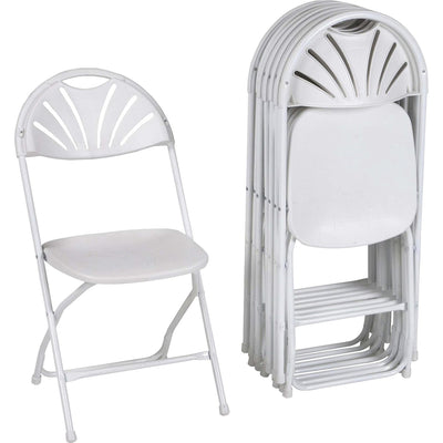 Dorel Zown Premium Fan Back Folding Chair, 8 / Carton, CSC60542WHT8E
