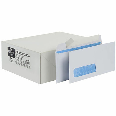 TOPS Quality Park No. 10 Single Window Security Tint Treated Business Envelopes, White, 1 Box, QUA90119R