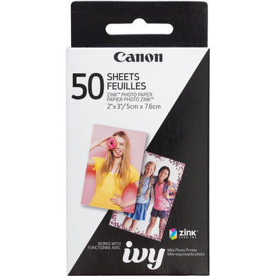 Canon ZINK Photo Paper, White, 2" x 3", CNMZINCPAPER50