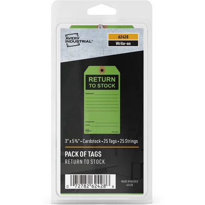 Avery RETURN TO STOCK Preprinted Inventory Tags, Green, 1 Pack, AVE62428