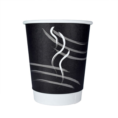 RDI-USA RDI 9 oz Double Wall Hot Paper Cups, Black, 900 / Carton, CFPCPDBU9BLK