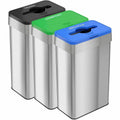 HLS Commercial 21-Gallon Trash/Recycle/Compost Can Set, Silver, HLCHLS21UOTTRIO