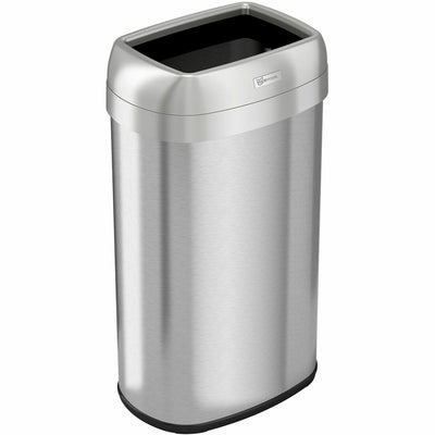 HLS Commercial Stainless Steel Open Top Trash Can, Gray, 16 gal, HLCHLS16STV