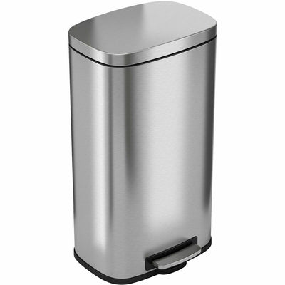 HLS Commercial Stainless Steel Soft Step Trash Can, Gray, 8 gal, HLCHLSS08R