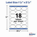 Avery Printable Oval Labels, 1.5" x 2.5", White, 450 Labels (22564), 450 / Pack, AVE22564
