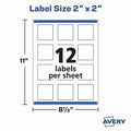 Avery Printable Square Labels, 2" x 2", White, 120 Labels (22565), 120 / Pack, AVE22565