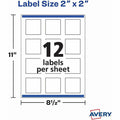 Avery Printable Square Labels, 2" x 2", White, 120 Labels (22565), 120 / Pack, AVE22565