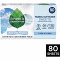 Seventh Generation Free & Clear Fabric Softener Sheets, White, 80 / Box, SEV44930
