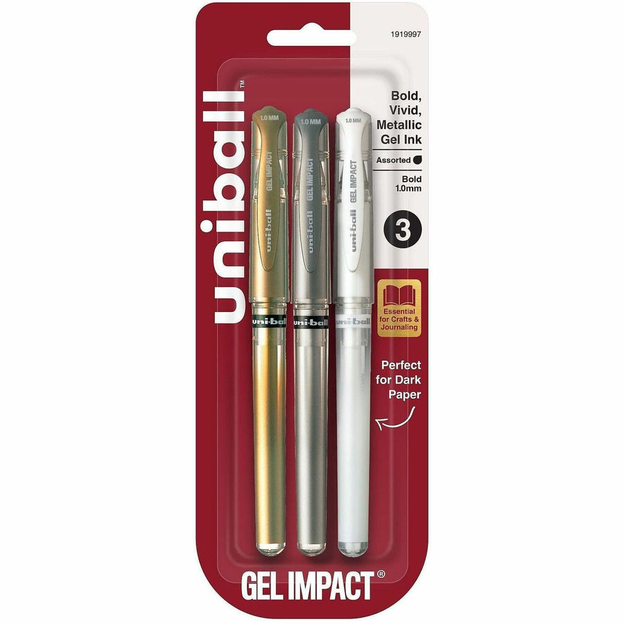 uniball™ Signo Gel Impact Pens, Fraud Proof, 3 / Pack, UBC1919997
