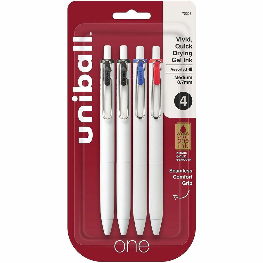 uniball™ ONE Gel Pen, Spring Loaded Clip, 4 / Pack, UBC70307