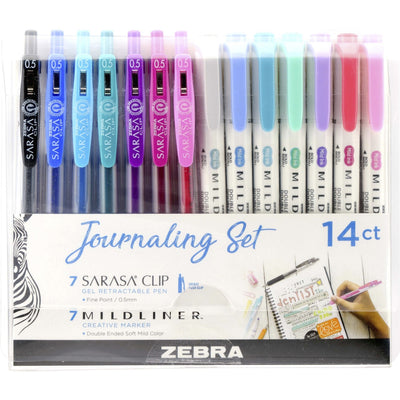 Zebra Pen Zebra SARASA Clip Pen/MIDLINER Marker Journaling Set, 14 / Pack, ZEB10014