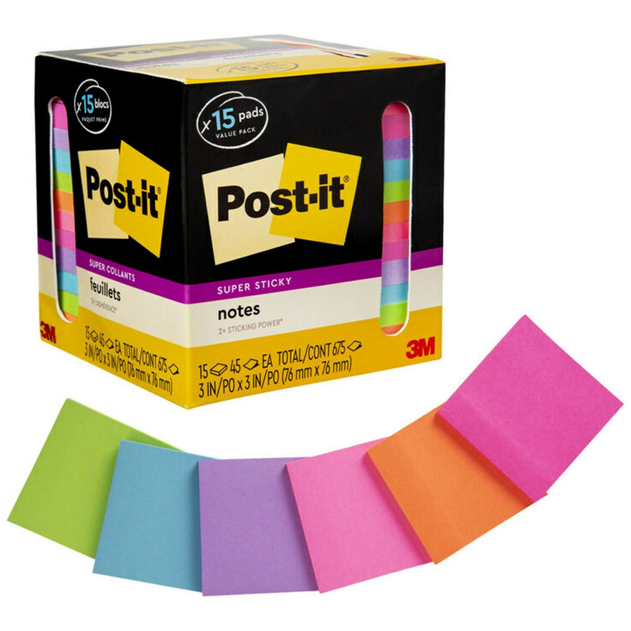 Post-it® Super Sticky Notes, Neon Green Limeade, Recyclable, 15 / Pack, MMM65415SSCP