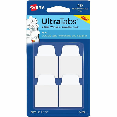 Avery Ultra Tabs Repositionable Mini Tabs, White, 40 / Pack — view 1