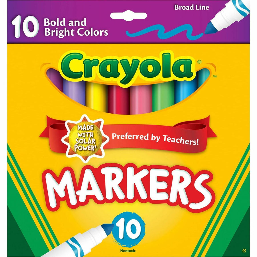 Crayola Bright/Bold Broad Line Markers, Non-toxic, 10 / Pack, CYO587725