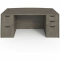 Lorell Prominence 2.0 Bowfront Double-Pedestal Desk, Gray, LLRPD4272DPGE