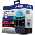 Brother LC401XL2PKS Original High Yield Inkjet Ink Cartridge - Black - 2 / Pack, BRTLC401XL2PKS