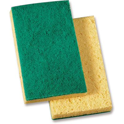 Genuine Joe Medium-Duty Sponge Scrubber, Yellow, 20 / Carton, GJO18389