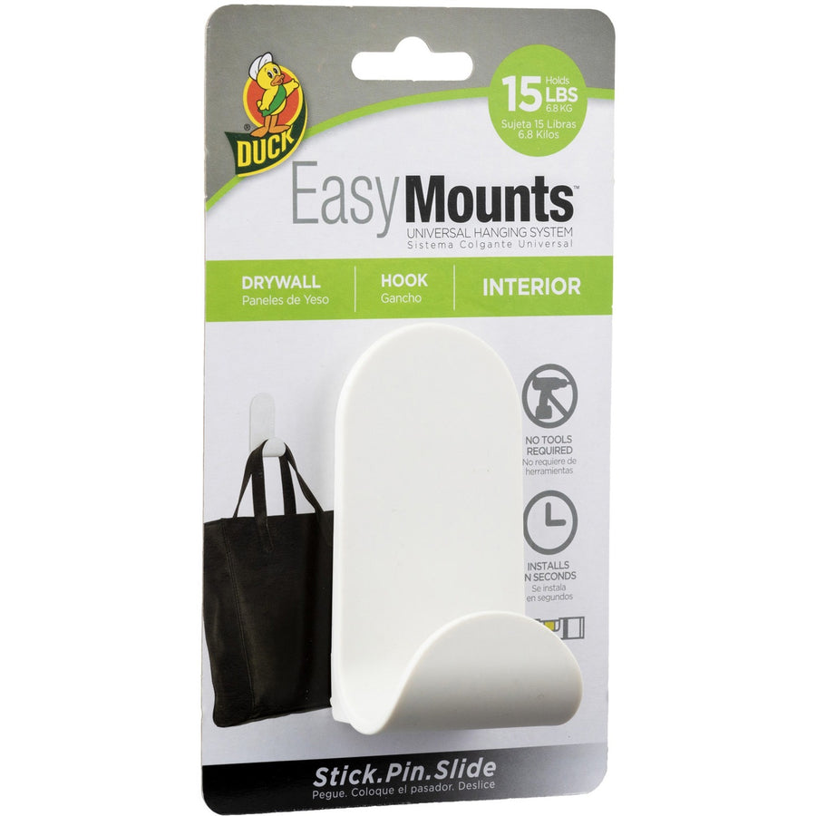Duck Brand EasyMounts Interior Drywall J Hook, White, DUC287391