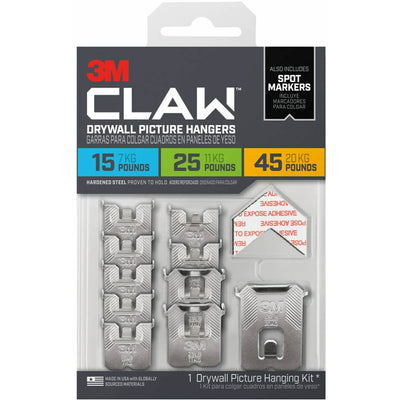 3M CLAW Drywall Picture Hanger, Gray, 10 / Pack, MMM3PHKITM10ES