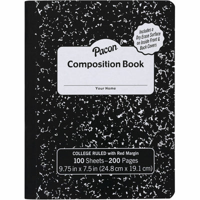 Dixon Ticonderoga Pacon Marble Hard Cover Wide Rule Composition Book, PACPMMK37101DE