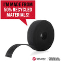 Velcro Strap,Adjustable,Reusable,Recycled,1"x10',Black, VEK30188