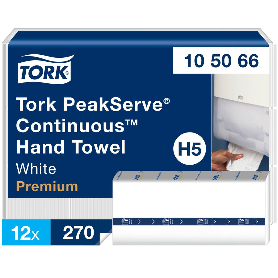 TORK PeakServe Continuous Paper Hand Towels White H5, 12 Bundle, TRK105066