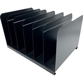 Huron 6-slot Vertical Book Rack, Black, HURHASZ0164