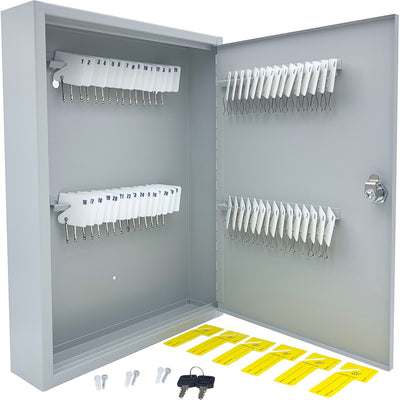 Huron Slotted Heavy-duty Key Cabinet, Gray, 60 Key, HURHASZ0128