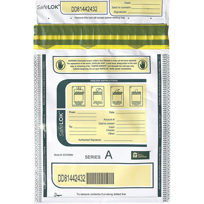 ControlTek SafeLOK Tamper-Evident Deposit Bags, White, 100 / Pack, CNK585089