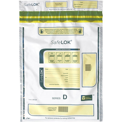 CONTROLTEK SafeLOK Tamper-Evident Deposit Bags, White, 100 / Pack, CNK585094