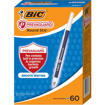 BIC PrevaGuard Round Stic Ballpoint Pen, 60 / Box, BICGSAM60BE