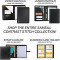 Samsill Contrast Stitch Leather Ring Binder, Black, 8 1/2" Width x 11" Length, SAM15710