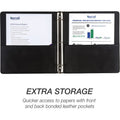 Samsill Contrast Stitch Leather Ring Binder, Black, 8 1/2" Width x 11" Length, SAM15710