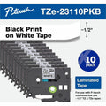 Brother TZe Label Tape, Black on White, 10 Cassette, BRTTZE23110PKB