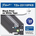 Brother TZe Label Tape, Black on White, 10 Cassette, BRTTZE23110PKB