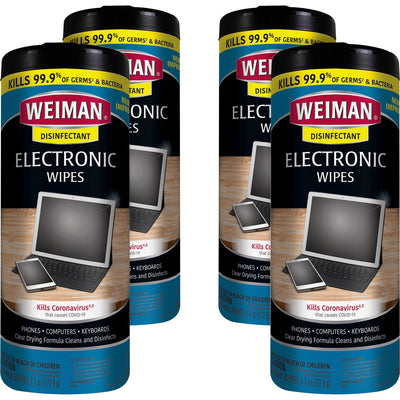 Weiman E-Tronic Wipes, White, 4 / Carton, WMN93ACT