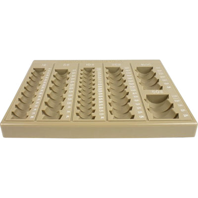ControlTek 6-Denomination Self Counting Loose Coin Tray, Tan, CNK500025